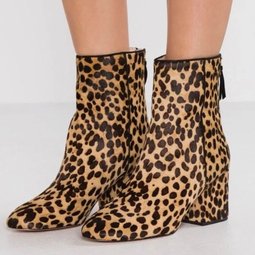 J.Crew Sadie Leopard Calf Hair Ankle Boots